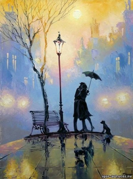 Двое в городе в картинах художников