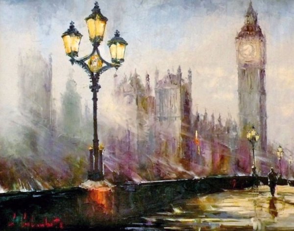 Городские пейзажи с фонарями