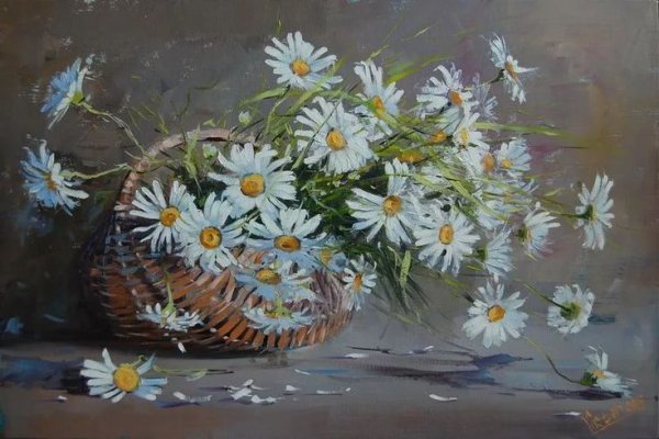 Живопись васильки в корзинке Виктор Микитенко
