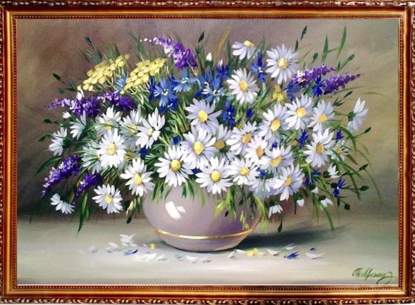 Картина ваза с полевыми цветами