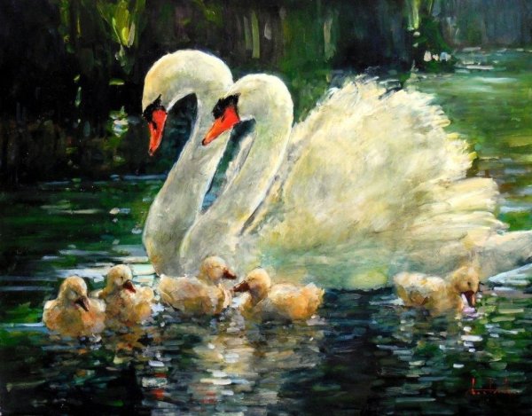 Лебеди живопись