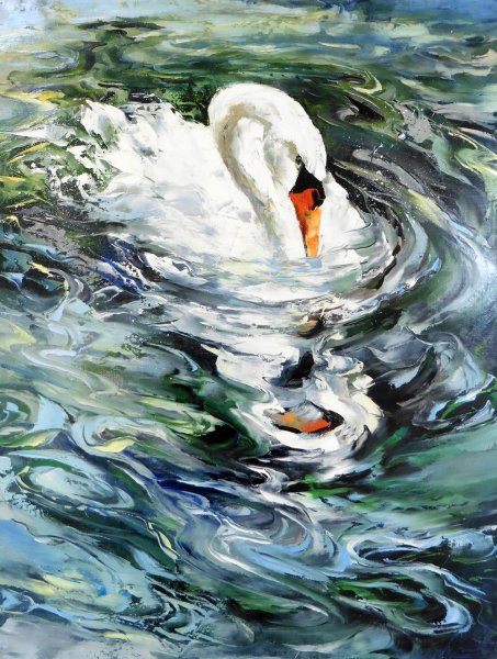 Лебеди маслом