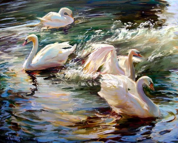 М Щербинина художник лебеди
