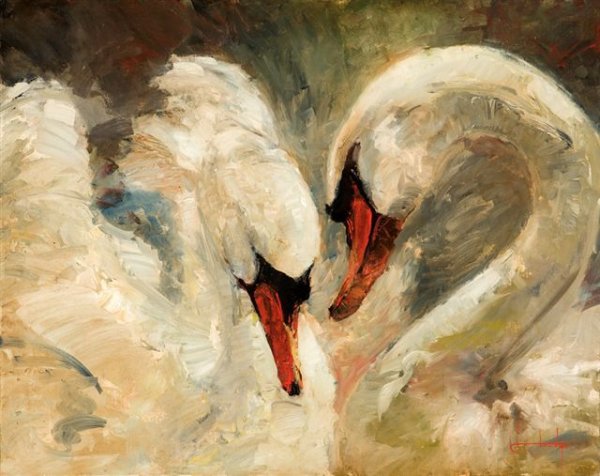 Лебедь акрилом