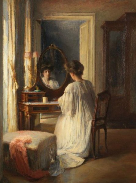 Картина дама за туалетным столиком