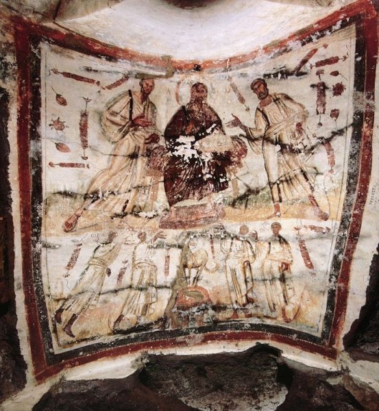 Фреска в катакомбах Марцеллина и Петра IV В.