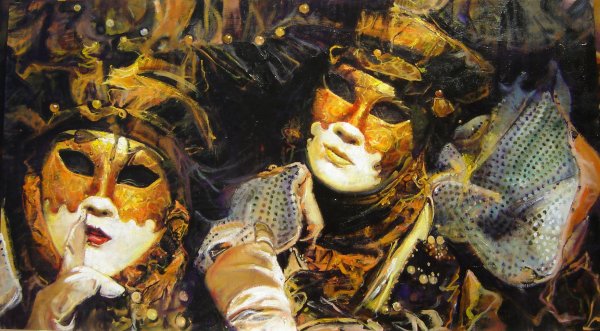 Женщина в маске живопись