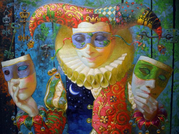 Женщина в маске живопись