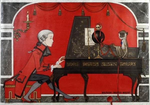 Моцарт за клавесином живопись