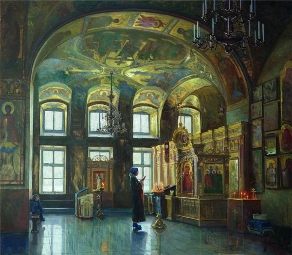 Интерьер храма в живописи
