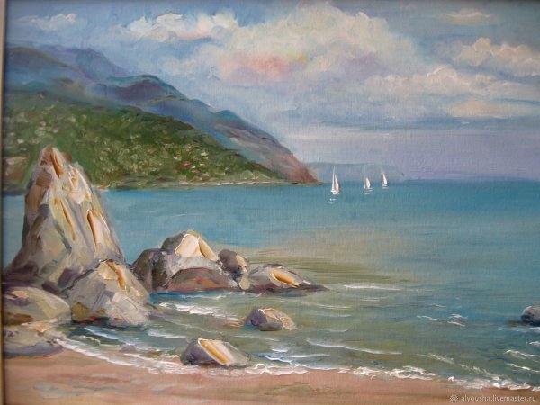 Картина маслом "морской берег" Мифтахов