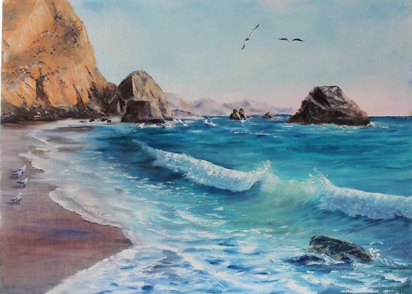 Берег моря маслом