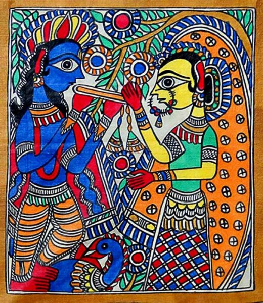 Мадхубани живопись Кришна