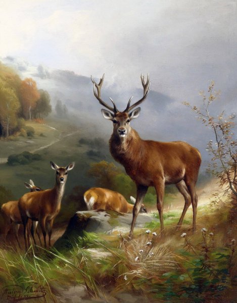 Олень живопись