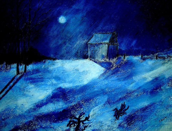 Снег ночью картина