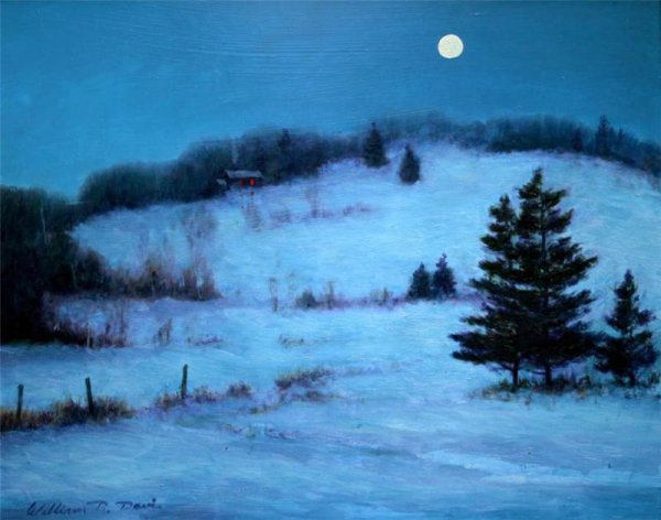 Зимняя Лунная ночь картина Янова Виктора