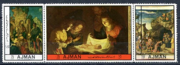 Почтовые марки Аджман живопись