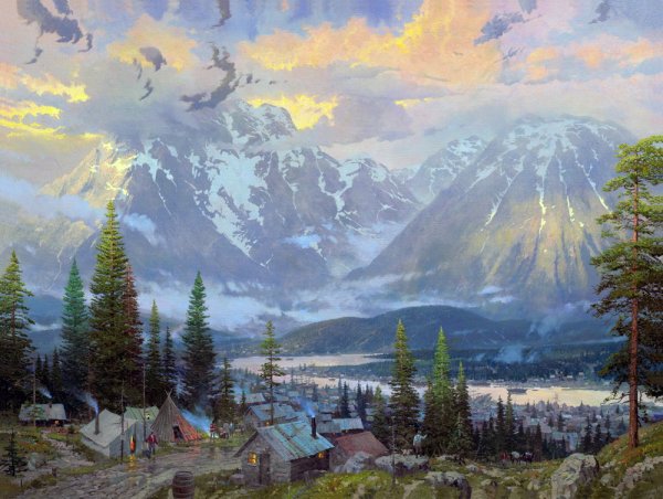 Горный пейзаж Thomas Kinkade художник