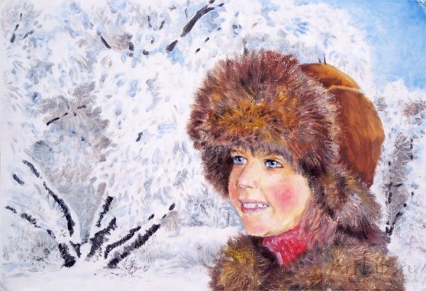 Зимний портрет маслом