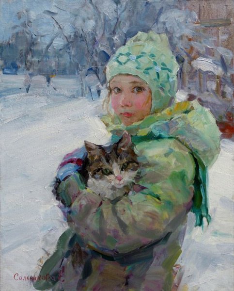Художник Елена Сальникова. "Кошка".