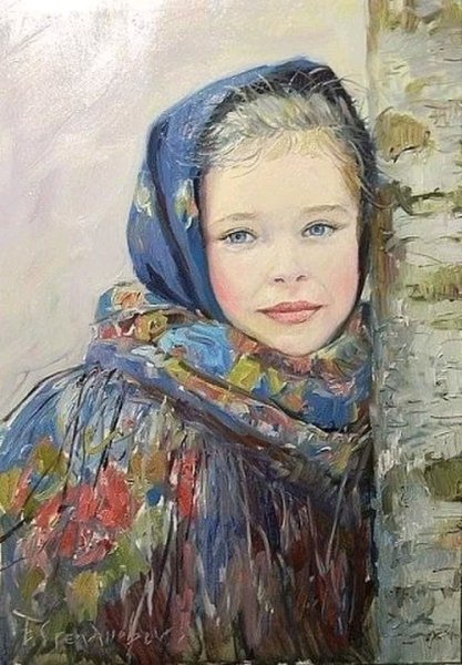 Женщина в платке картина