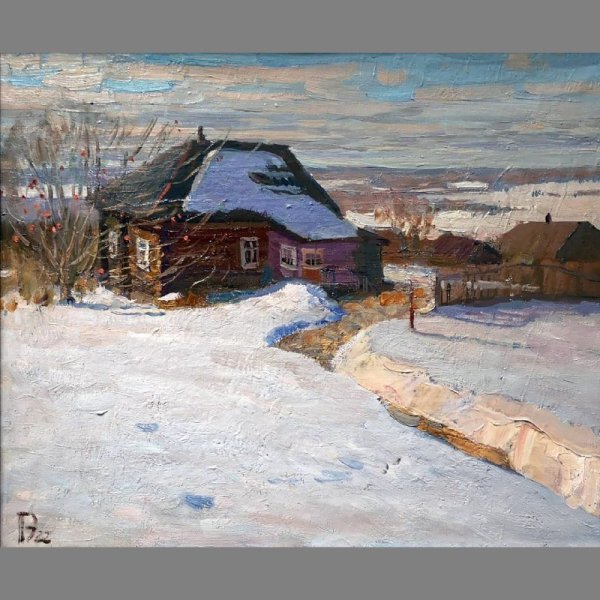 Художник Николай Бутко зима деревня