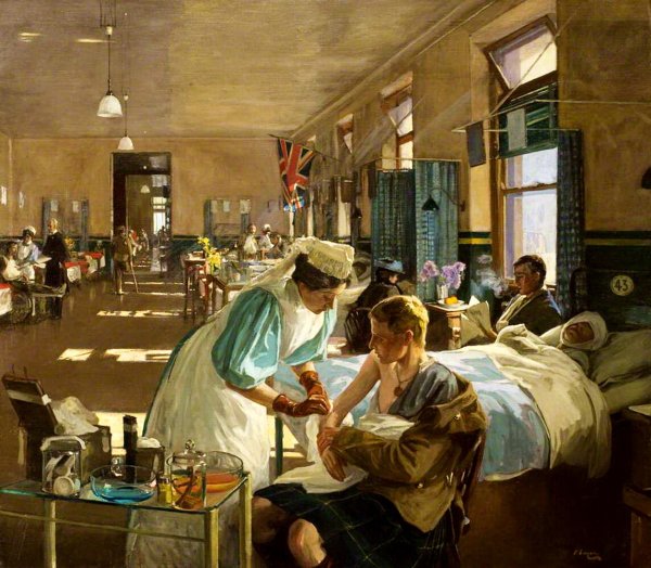 John Lavery the first wounded in London Hospital, August, 1914