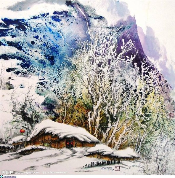 Нина Петровская художник акварель зимний пейзаж