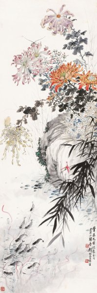 Суми-ё японская живопись Хризантема