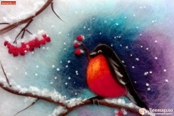Мастер - класс Снегирь в технике шерстяной акварели»