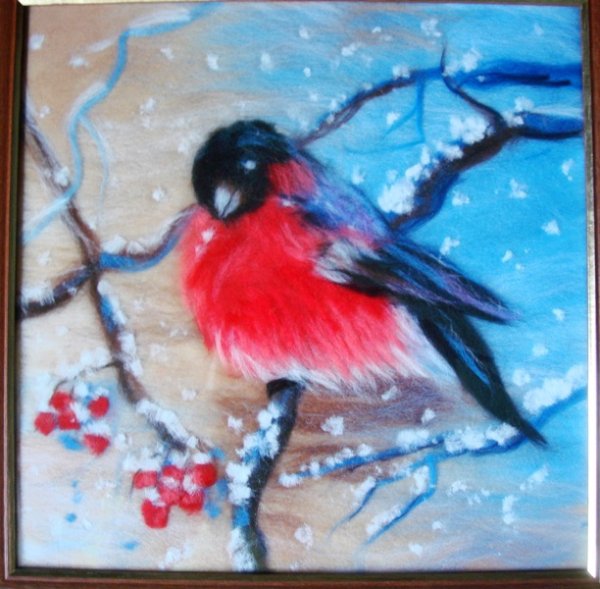 Шерстяная акварель Снегири