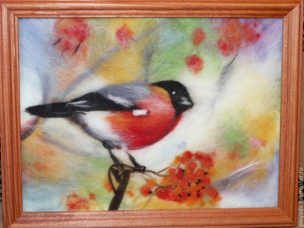 Шерстяная акварель Снегири мастер класс