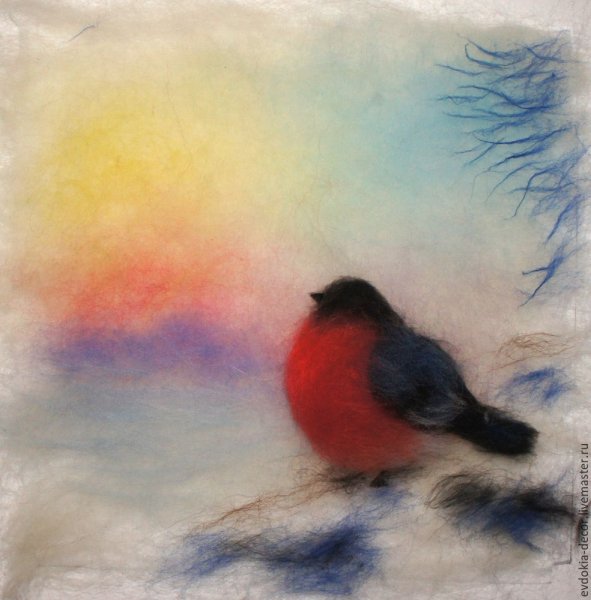 Шерстяная акварель Снегири