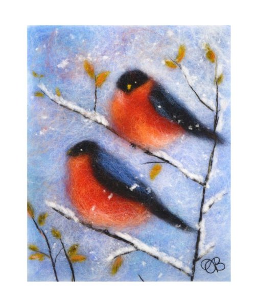 Живопись шерстью Снегирь