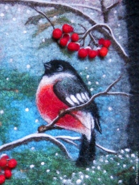 Живопись шерстью Снегирь