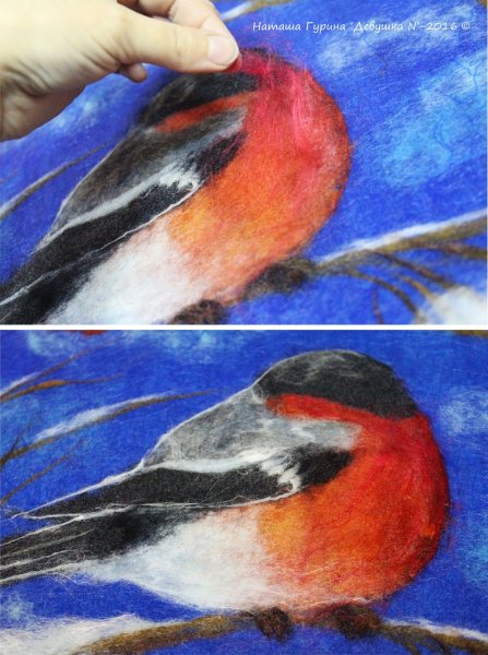 Живопись шерстью Снегирь