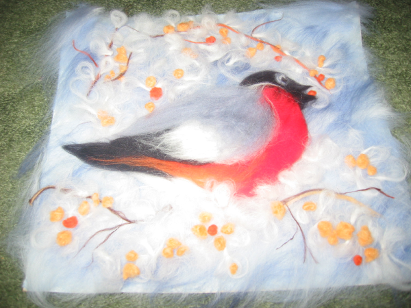 Зимнее панно из шерсти