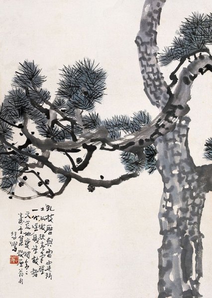 Японская живопись тушью сосны