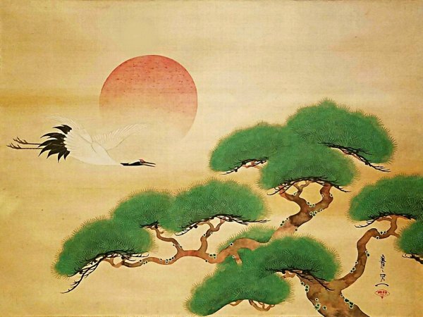 Японская гравюра сосна