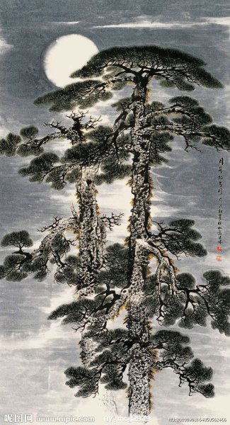 Китайская живопись гохуа сосна