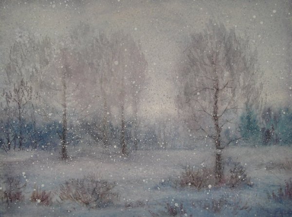 Снег идет живопись