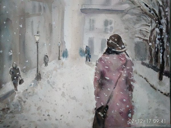 Снегопад живопись