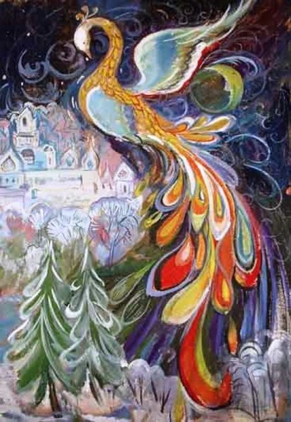 Палехская роспись Павлины