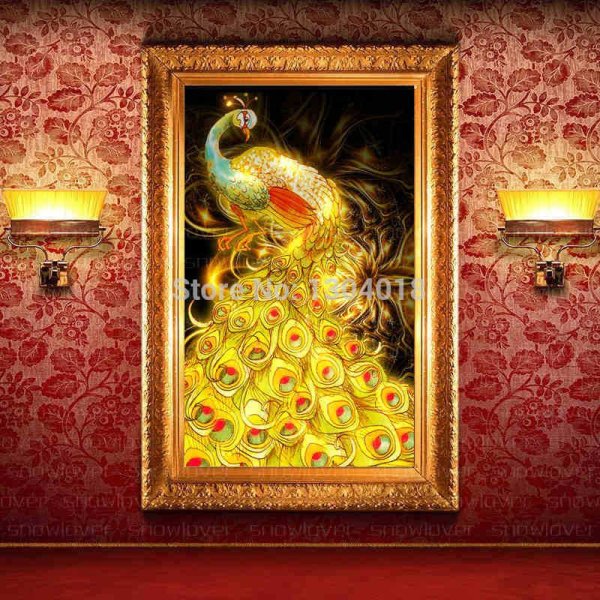 Алмазная мозаика золотой Павлин