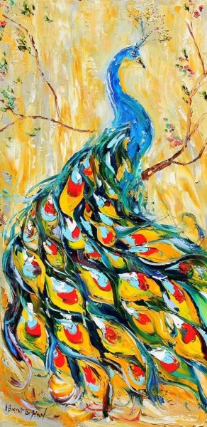 Павлин маслом