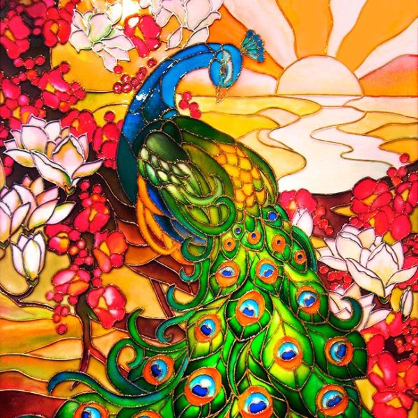 Витраж птица Жар птица