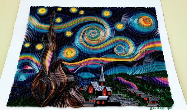 Ван Гог Звездная ночь ниткография