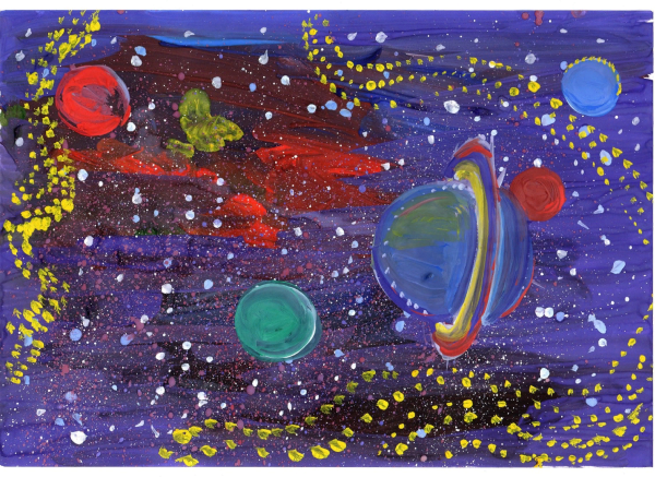 Рисование пластилином космос