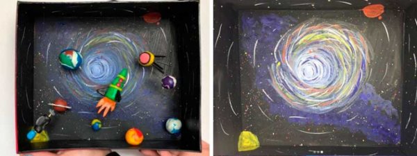 Картина из пластилина космос