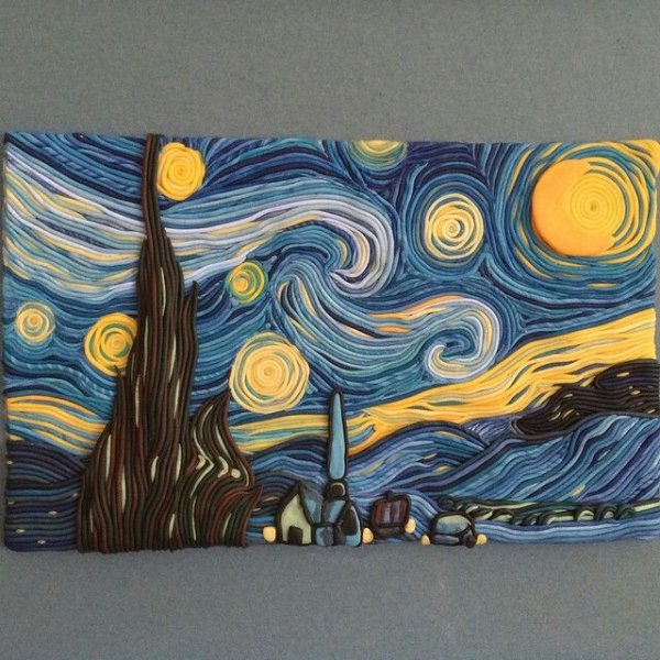 Пластилинография Ван Гог Звездная ночь